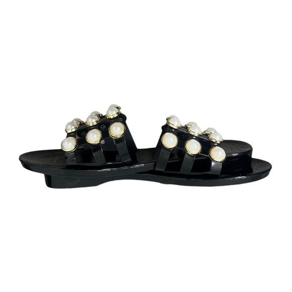 Steve Madden Black Jelly Slide Sandals With Pearl Accents - Size 41 - Picture 8 of 13